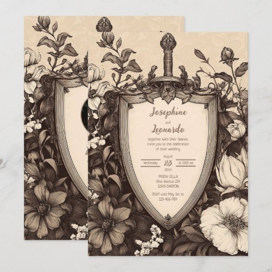 Middeleeuws  Zwaard en Schild Kaart (Voorkant / Achterkant)