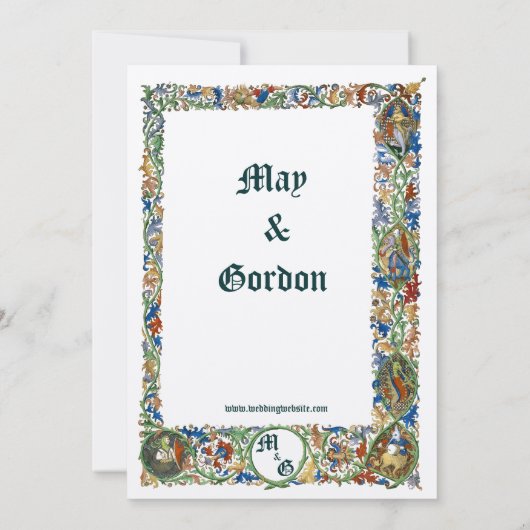 Middeleeuwse 1400's Verlichte bruiloft Kaart (Achterkant)