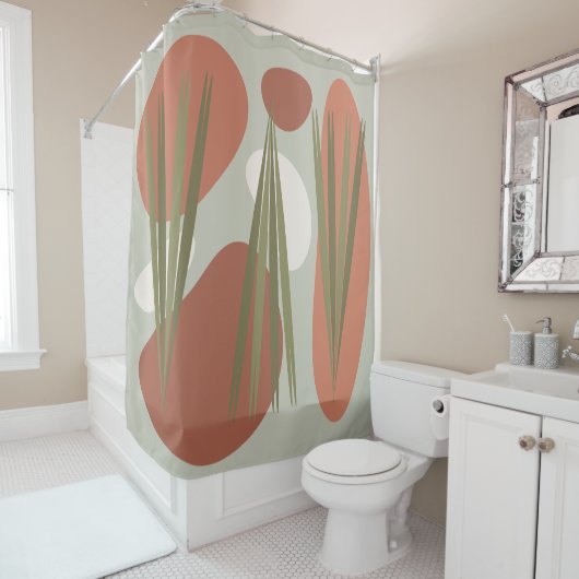 Middeleeuwse  Abstracte Planten & Rocks Douchegordijn (In situ)