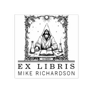 Middeleeuwse alchemistische boekplaatstempel rubberstempel