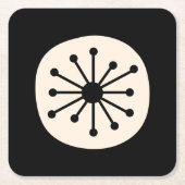 Middeleeuwse atoomdot Cute Retro Black en Cream Kartonnen Onderzetters (Voorkant)