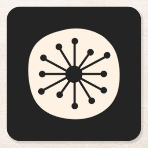 Middeleeuwse atoomdot Cute Retro Black en Cream Kartonnen Onderzetters