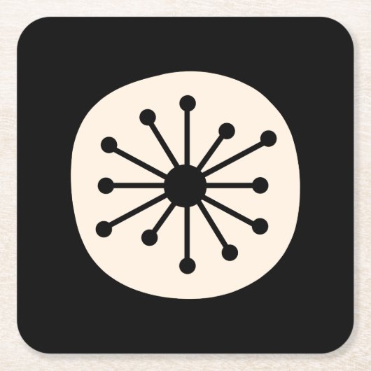 Middeleeuwse atoomdot Cute Retro Black en Cream Kartonnen Onderzetters (Voorkant)