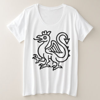 Middeleeuwse Basilisk Sigil Fantasy Heraldiek Myth Grote Maat T-shirt