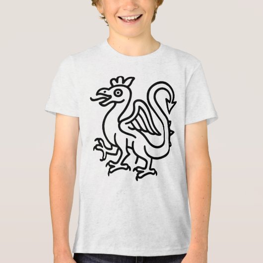 Middeleeuwse Basilisk Sigil Fantasy Heraldiek Myth Tri-Blend Shirt (Voorkant)