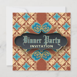 Middeleeuwse Batik Tartan Dinner Party Uitnodiging