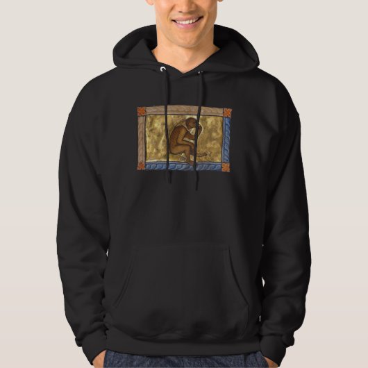 Middeleeuwse Bestiaire Aap 1270 Hoodie (Voorkant)