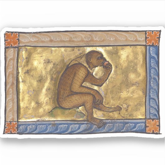 Middeleeuwse Bestiaire Aap 1270 Sticker (Voorkant)