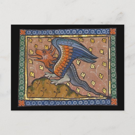 Middeleeuwse Bestiaire Draak 1270 Briefkaart (Voorkant)