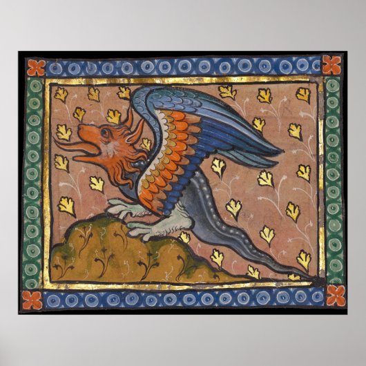 Middeleeuwse Bestiaire Draak 1270 Poster (Voorkant)