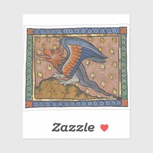 Middeleeuwse Bestiaire Draak 1270 Sticker (Vel)