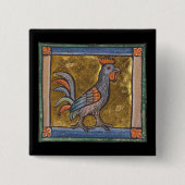 Middeleeuwse Bestiaire Haan c. 1270 Vierkante Button 5,1 Cm (Voorkant)