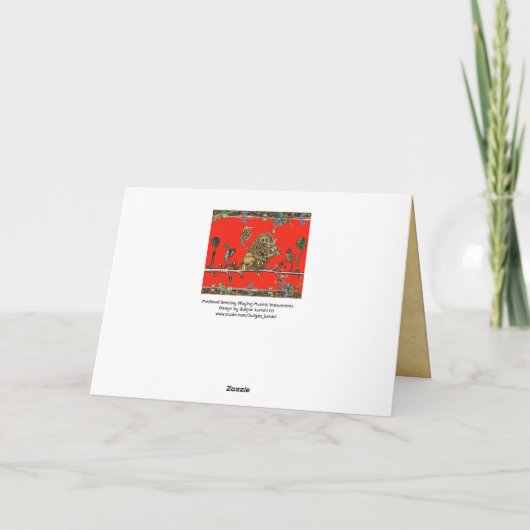 MIDDELEEUWSE BESTIARIUM MAKT MUZIEK Vioolspelende  Feestdagen Kaart (Achterkant)