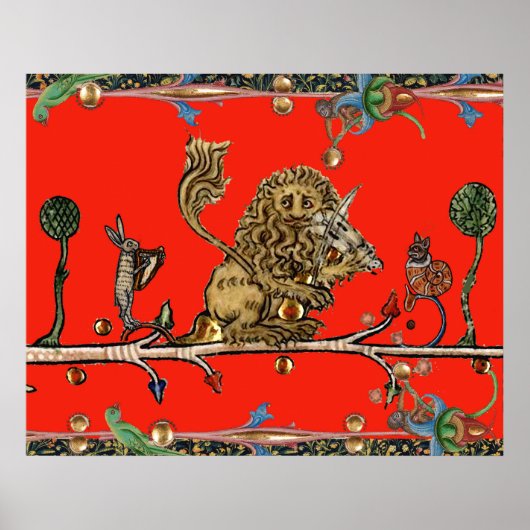 MIDDELEEUWSE BESTIARIUM MAKT MUZIEK Vioolspeler Le Poster (Voorkant)