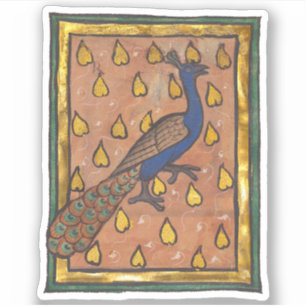 Middeleeuwse Bestiarium Pauw c. 1270 Sticker