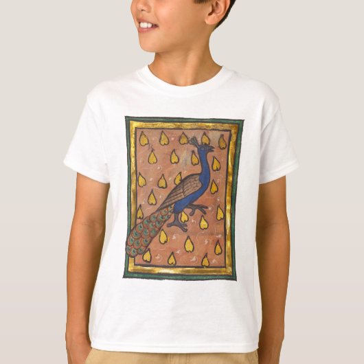 Middeleeuwse Bestiarium Pauw c. 1270 T-shirt (Voorkant)