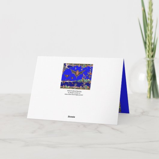 MIDDELEEUWSE BESTIARIUM,VLIEGENDE VLEERMUIZEN BOSD FEESTDAGEN KAART (Achterkant)