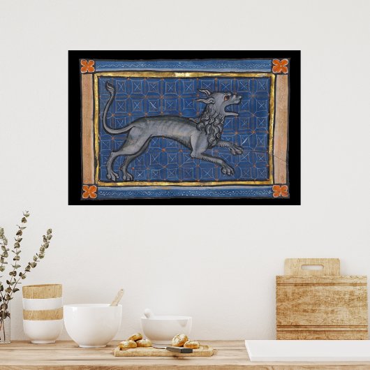 Middeleeuwse Bestiary Hyena c. 1270 Poster (Keuken)