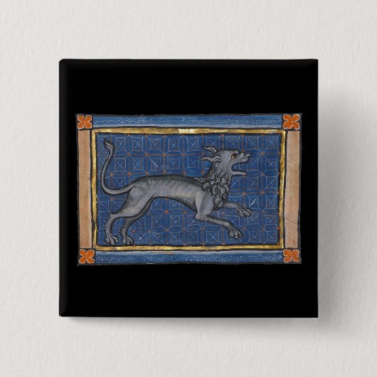Middeleeuwse Bestiary Hyena c. 1270 Vierkante Button 5,1 Cm (Voorkant)