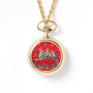 MIDDELEEUWSE BESTIARY MAKEN MUZIEK, Konijn, Hond R Horloge