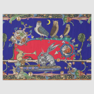 MIDDELEEUWSE BESTIARY MAKEN MUZIEK Uilen, Konijnen Tissuepapier