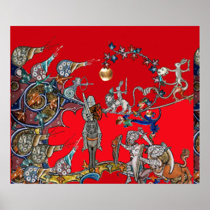 MIDDELEEUWSE BESTIARY OORLOG, RIDDERS, REUZENSLAKK POSTER