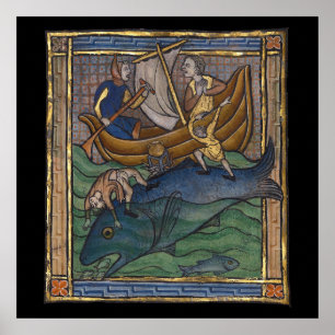 Middeleeuwse Bestiary Whale 1270 Poster
