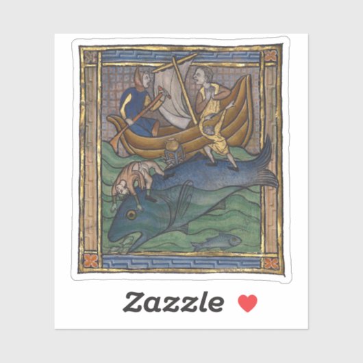 Middeleeuwse Bestiary Whale 1270 Sticker (Vel)