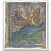 Middeleeuwse Bestiary Whale 1270 Sticker (Voorkant)