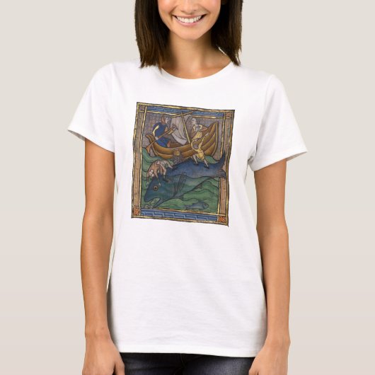 Middeleeuwse Bestiary Whale 1270 T-shirt (Voorkant)