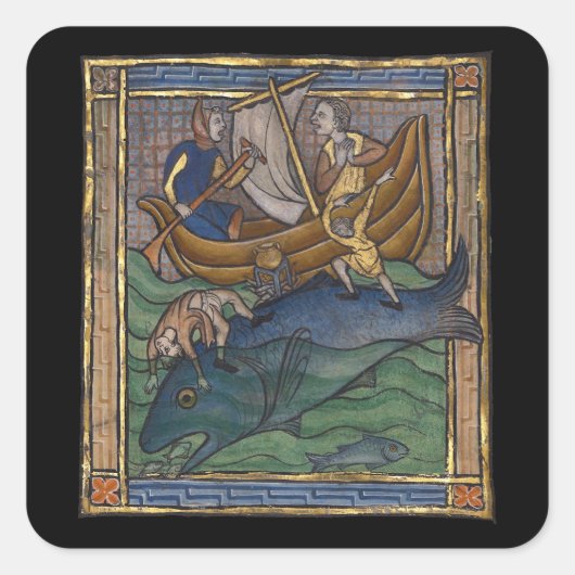Middeleeuwse Bestiary Whale 1270 Vierkante Sticker (Voorkant)