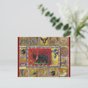 MIDDELEEUWSE BESTIARY, ZWARTE EGELKONING en DIEREN Briefkaart
