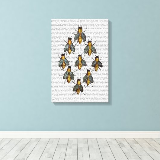 middeleeuwse bijen canvas afdruk (Insitu (Houten vloer))