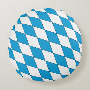 Middeleeuwse Blauw Wit Zwart Beieren Diamant Vormi Rond Kussen