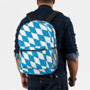 Middeleeuwse Blauw Wit Zwart Beieren Ruitvormig Bedrukte Rugzak