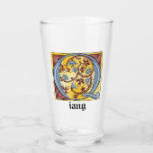 Middeleeuwse Blauwe en Rode Klimop Verluchte Lette Glas (Voorkant)