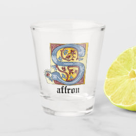 Middeleeuwse Blauwe en Rode Klimop Verluchte Lette Shot Glas