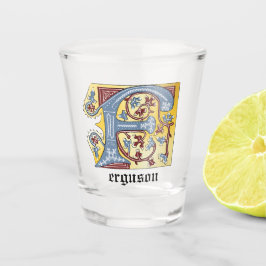 Middeleeuwse Blauwe en Rode Klimop Verluchte Lette Shot Glas