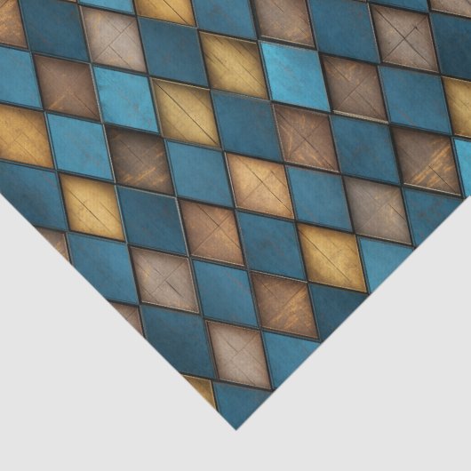 MIDDELEEUWSE BLAUWE HARLEKIJN HOUT METAAL DECOUPAG TISSUEPAPIER (Detail)