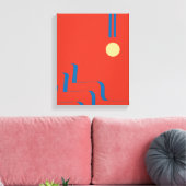 Middeleeuwse blauwe lijn, kunst van lijnen, kunst canvas afdruk (Insitu (Woonkamer))