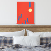 Middeleeuwse blauwe lijn, kunst van lijnen, kunst canvas afdruk (Insitu (Slaapkamer))