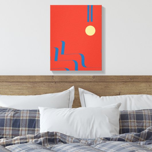 Middeleeuwse blauwe lijn, kunst van lijnen, kunst  canvas afdruk (Insitu (Slaapkamer))