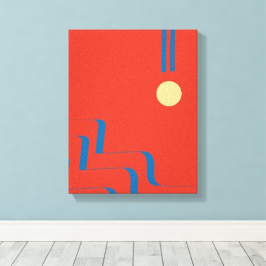 Middeleeuwse blauwe lijn, kunst van lijnen, kunst  canvas afdruk (Insitu (Houten vloer))