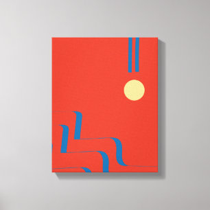 Middeleeuwse blauwe lijn, kunst van lijnen, kunst canvas afdruk