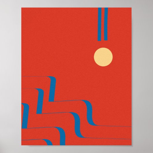 Middeleeuwse blauwe lijn, kunst van lijnen, kunst  poster (Voorkant)