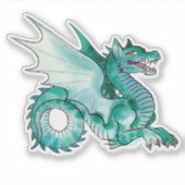 Middeleeuwse Blauwgroen waterdraak Sticker (Voorkant)