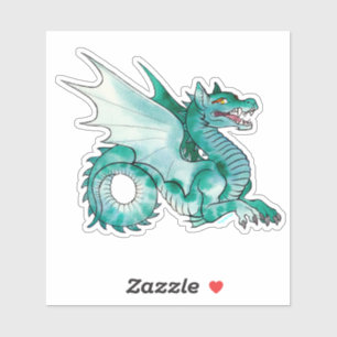 Middeleeuwse Blauwgroen waterdraak Sticker