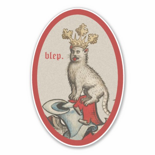 Middeleeuwse "Blep" Cat Custom-Cut Vinyl Sticker (Voorkant)