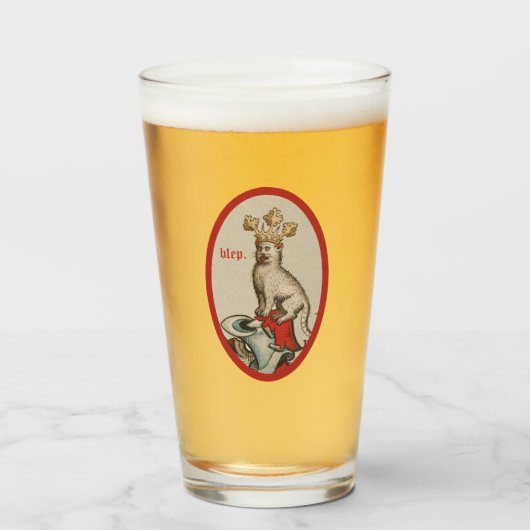 Middeleeuwse "Blep" Cat Glass Tumbler (Voorkant gevuld)