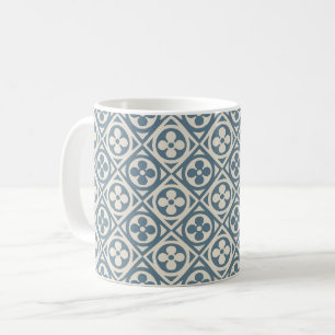 Middeleeuwse Bloem Tegels - Slate Blue Coffee Mok